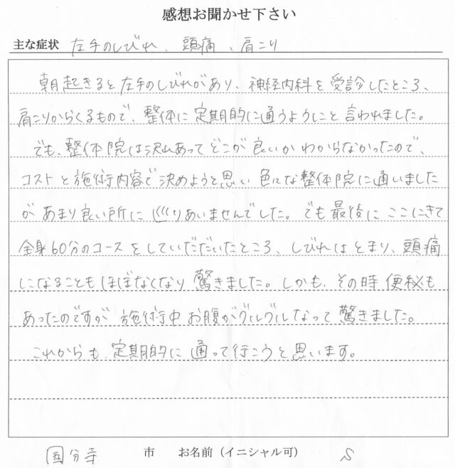 アンケート用紙